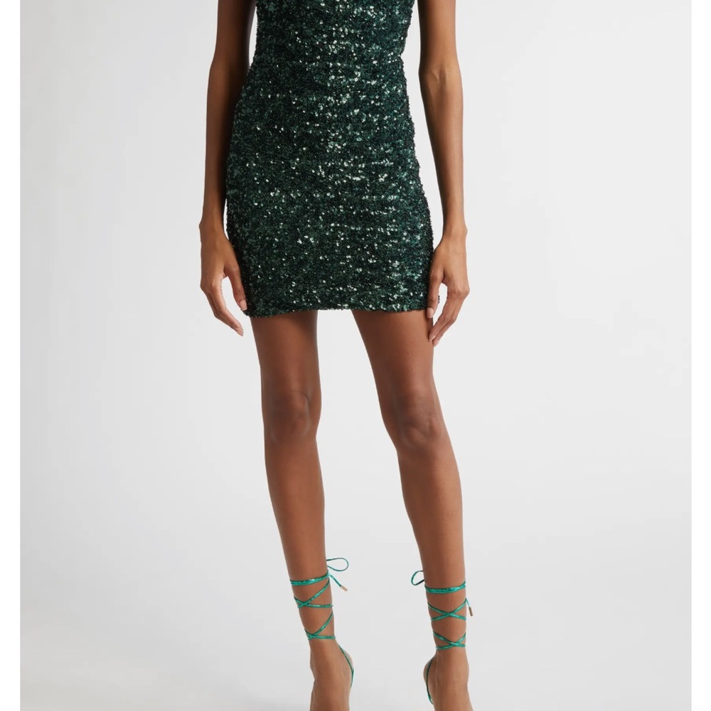Alice + Olivia Green Sequin Mini Dress
